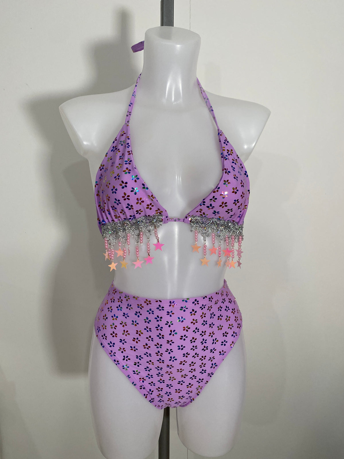 lilac gypsy star triangle and high cut bottoms - ready to ship