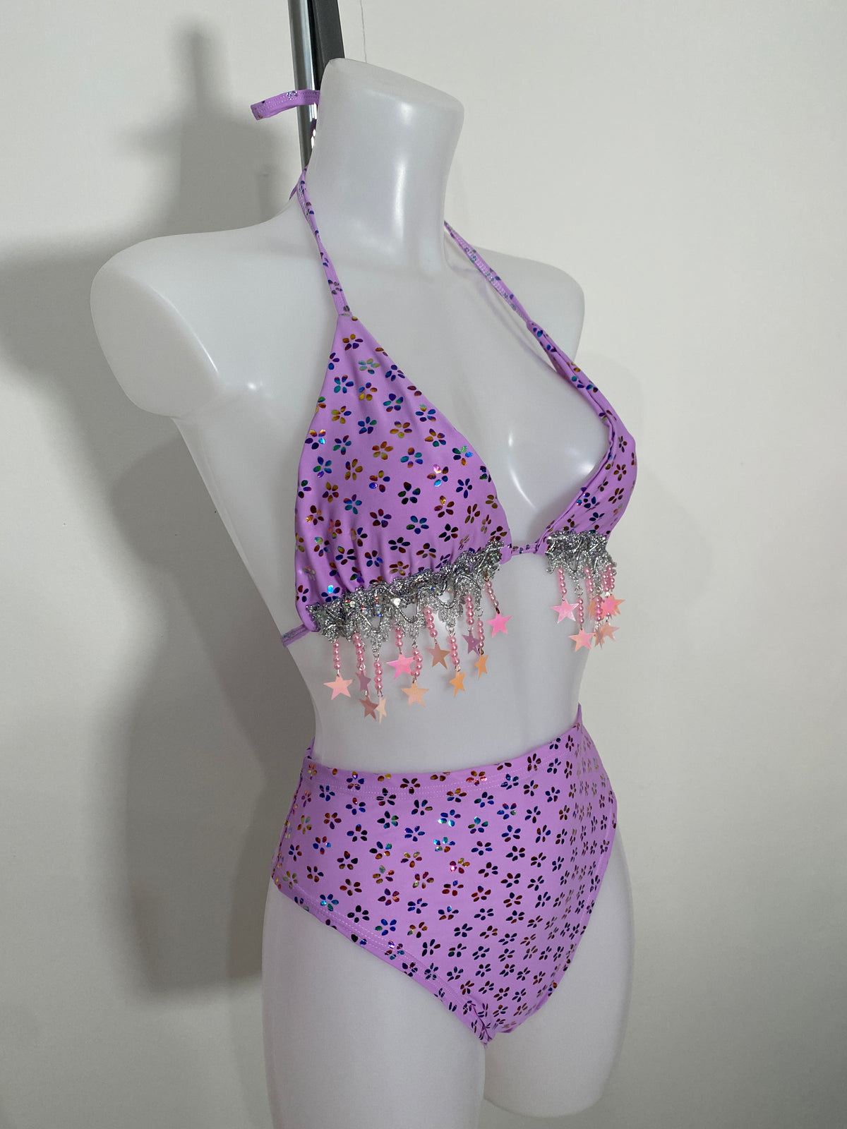 lilac gypsy star triangle and high cut bottoms - ready to ship