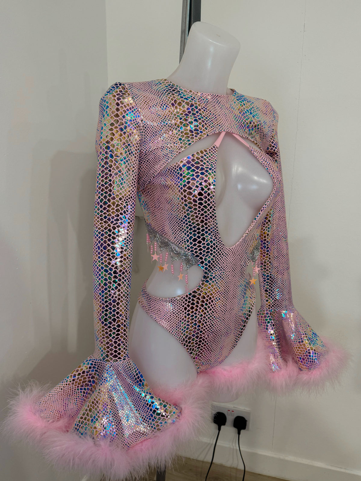 Pink Opal Snakeskin Halter Bodysuit