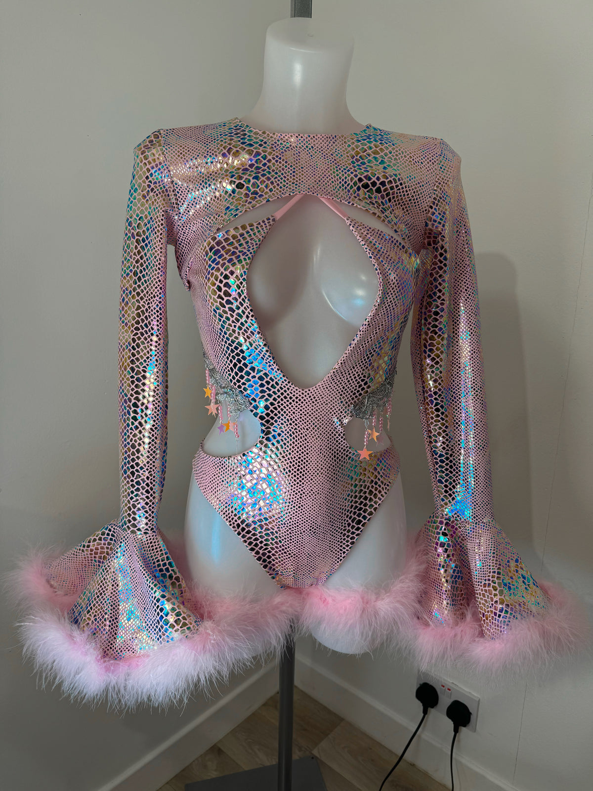 Pink Opal Snakeskin Halter Bodysuit