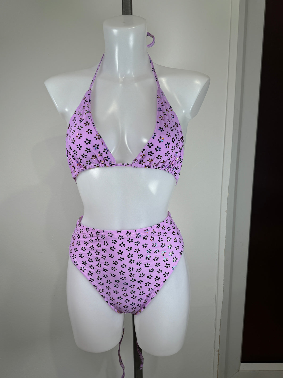 Lilac triangle and high cut bottoms - ready to ship