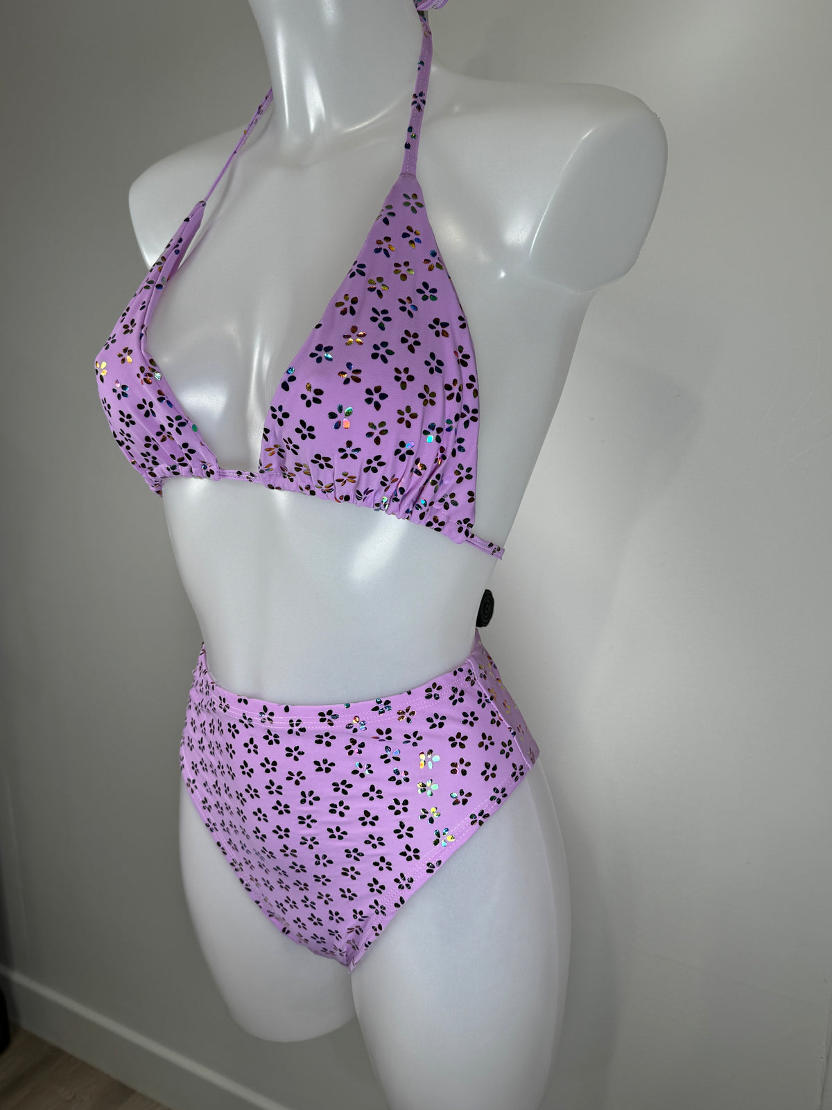 Lilac triangle and high cut bottoms - ready to ship