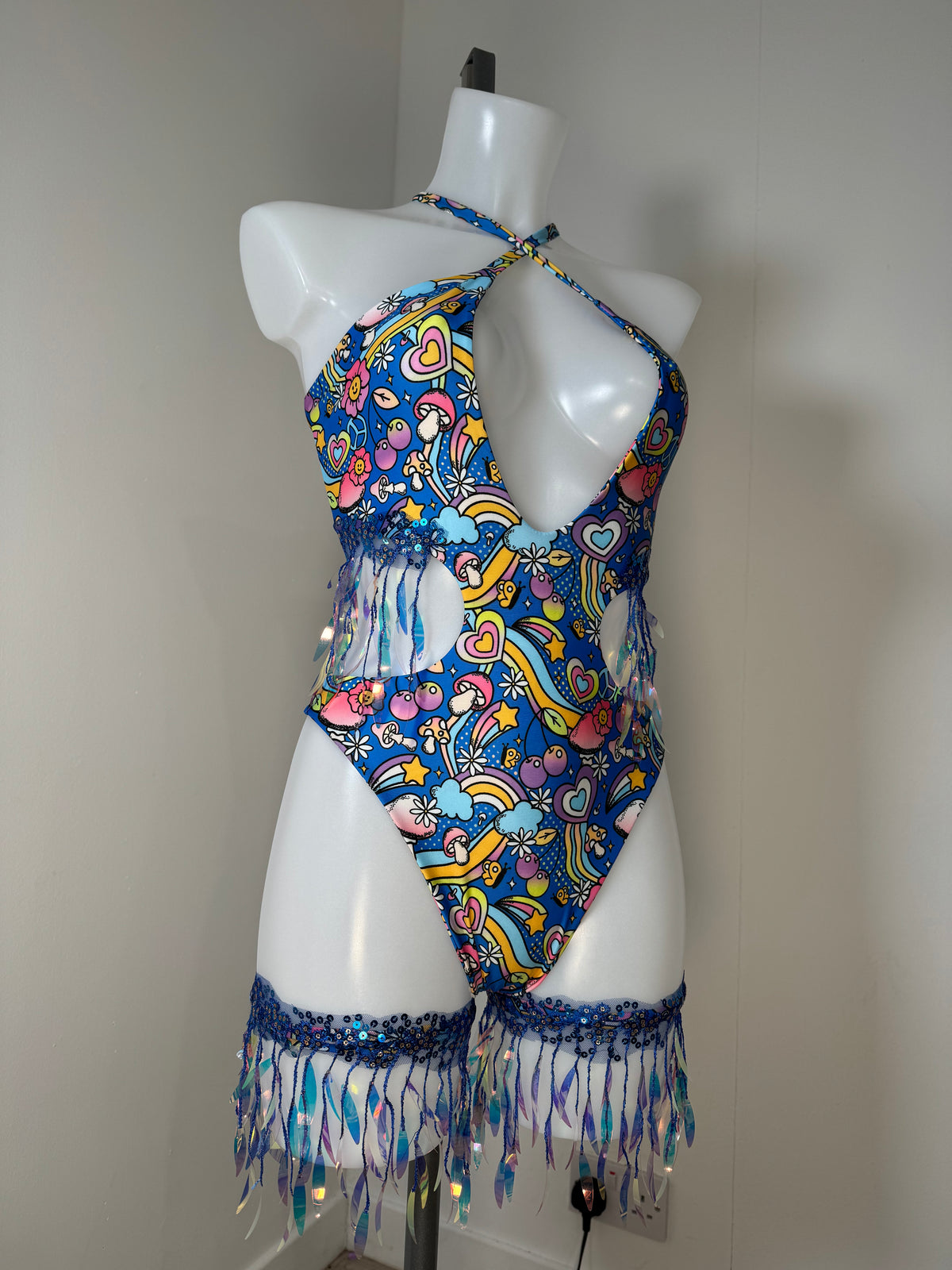 Magic Mushy Iridescent Halter Custom Bodysuit and Leg Ties