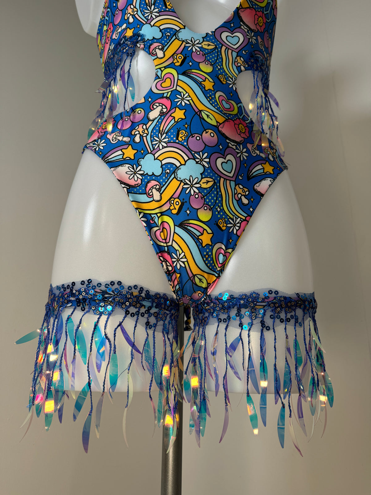 Magic Mushy Iridescent Halter Custom Bodysuit and Leg Ties