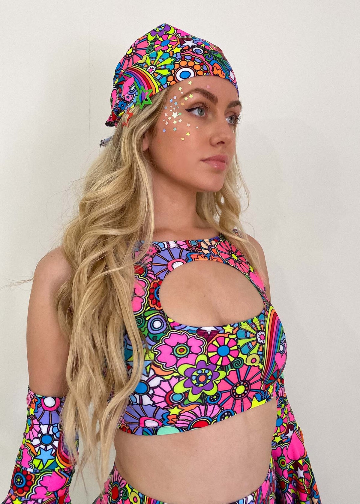 Trippin Daisies Cut Out Crop Top and Festival Flares