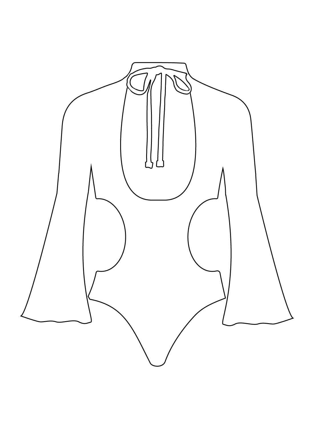 Custom Cut Out Flared Sleeve Bodysuit