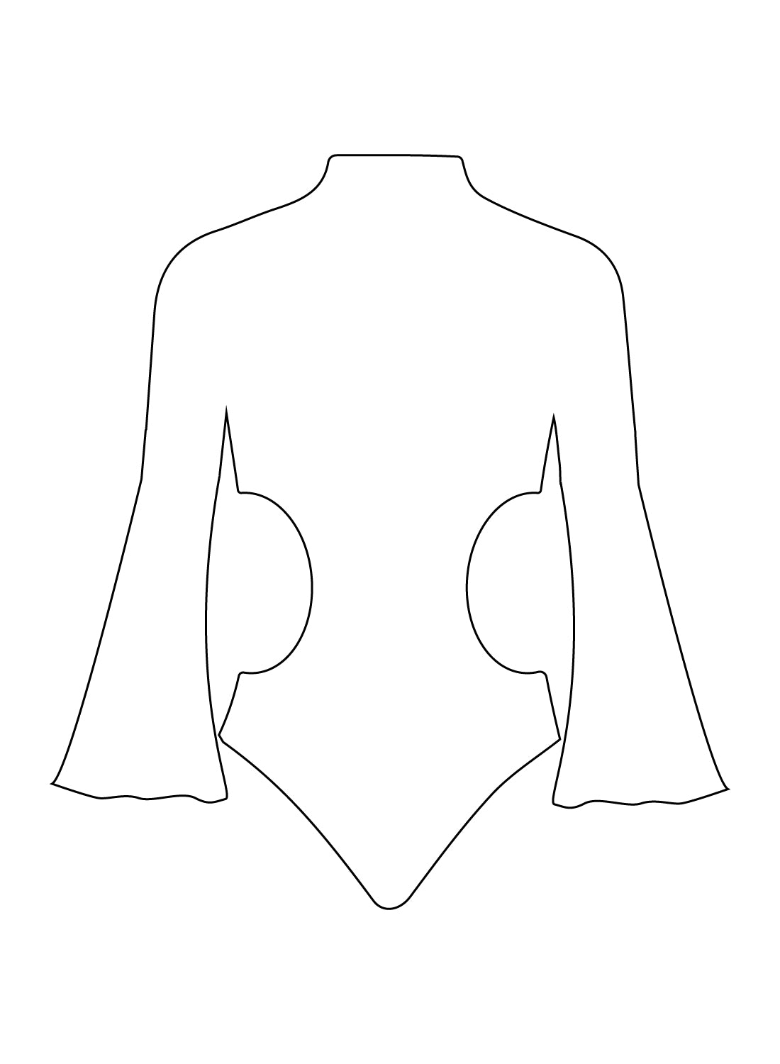 Custom Cut Out Flared Sleeve Bodysuit